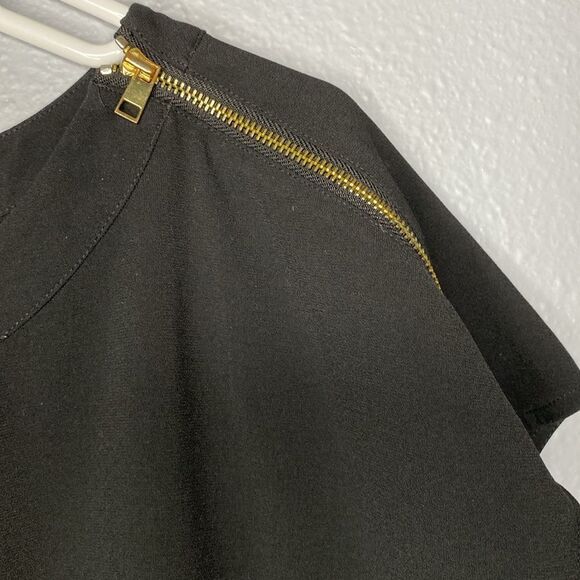 Ann Taylor Black Cap Sleeve with Gold Zipper Detailing Size Large - Picture 2 of 8